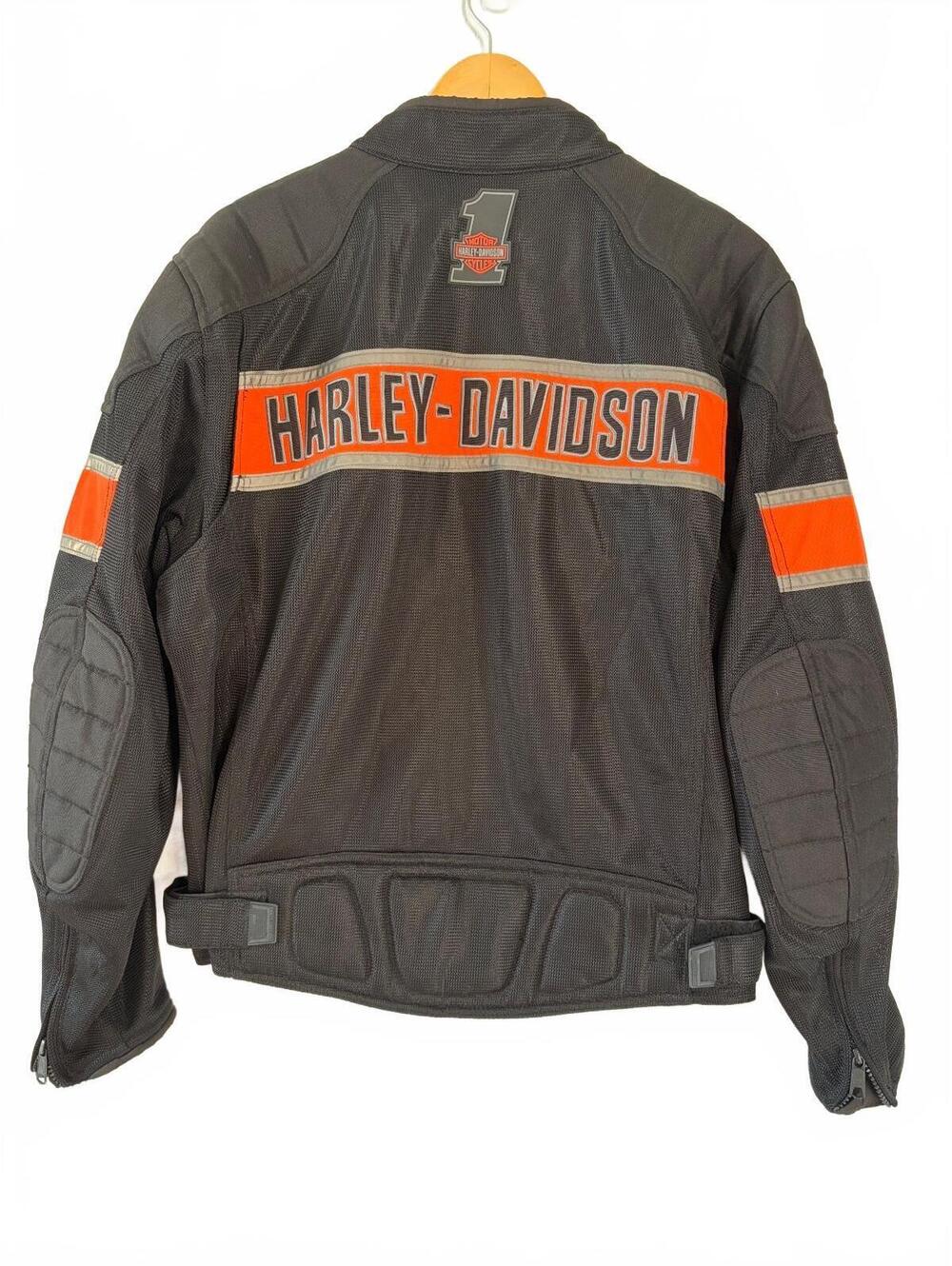 Harley-Davidson Mesh Motorcycle Riding Jacket Mens Medium Black Orange - Picture 2 of 6